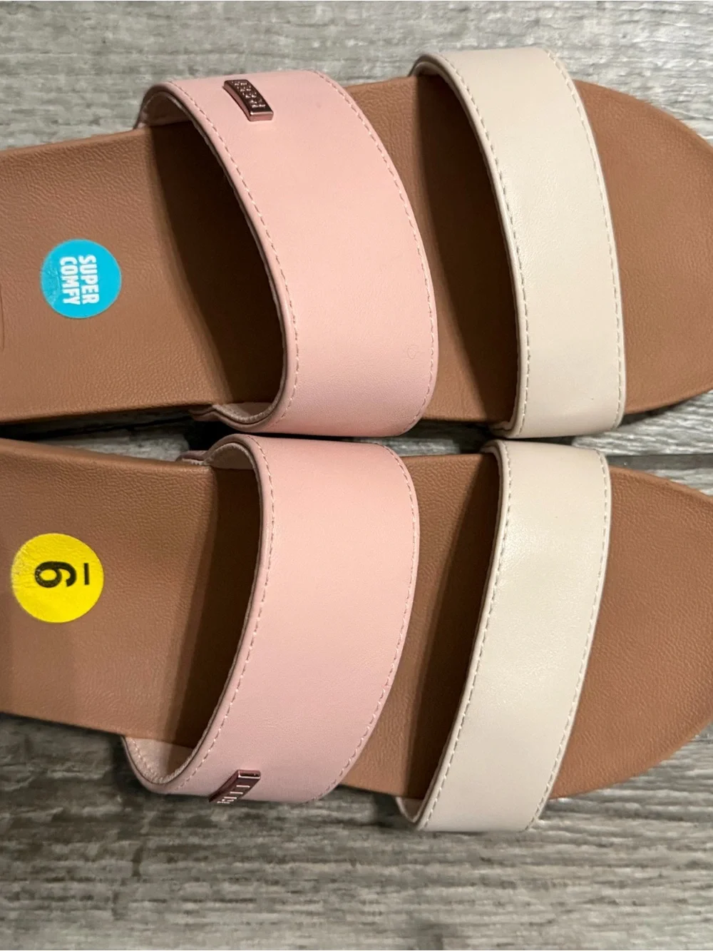 Reef Women's Pink and Cream Double Strap Slide Sandal